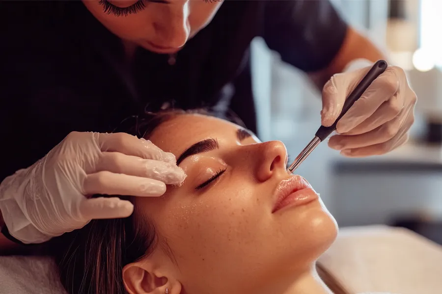 A woman receives dermaplaning treatment. Get Dermaplaning treatment from Yashoda Singh, MD in Hamilton-Toronto-Niagara.