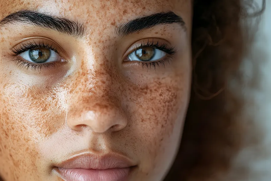 A woman with hyperpigmentation. Get Treatment for hyperpigmentation from Yashoda Singh, MD in Hamilton-Toronto-Niagara.