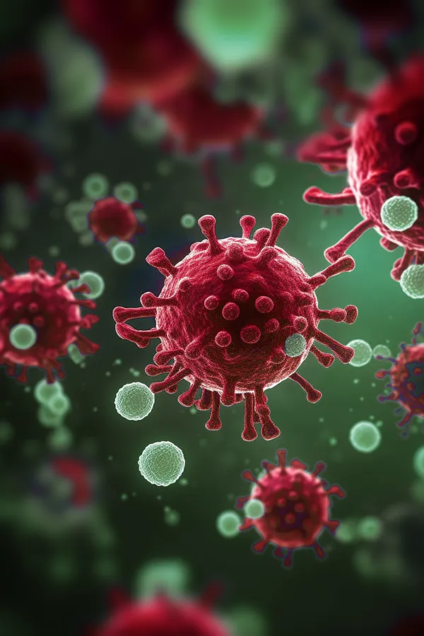 A 3D illustration of the covid virus. Get post-covid treatment from Yashoda Singh, MD in Hamilton-Toronto-Niagara.